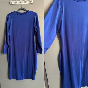 Long Sleeve Blue Bodycon Midi Dress